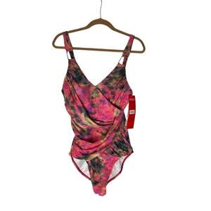 Vibrant Pink and Black Women's Swimsuit